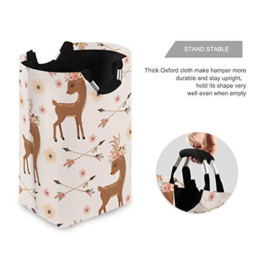 senya Deer with Flower Arrows Large Storage Basket Collapsible Organizer Bin Laundry Hamper for Nursery Clothes Toys