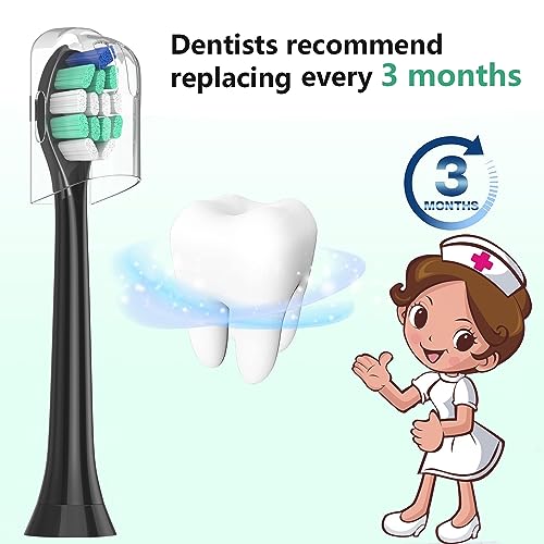 Zegupal Toothbrush Heads Compatible with Philips Sonicare Electric Toothbrush, 4Pcs Diamond Brush Heads,4Pcs Standard Clean Brush Heads,8 Black Medium Toothbrush Heads