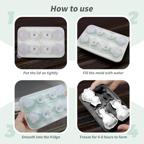 3D Kitten Ice Cube Tray,BPA-Free Ice Cube Molds,Multifunctional Chocolate Mold Great for Jelly, Candy, Whiskey, coffee,soda,Kitchen Accessaries (Black)