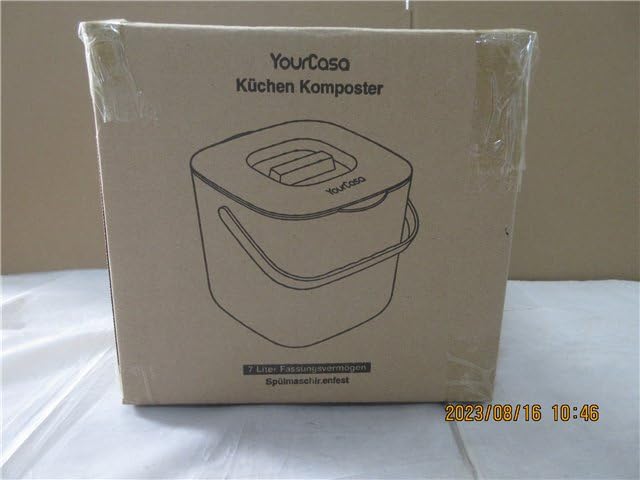 YourCasa® Compost bin Kitchen Counter with lid -1.85 Gallon - Countertop Compost bin - Composting Bin Dishwasher Safe - Odour Proof - Inner Sieve - Indoor Compost bin Kitchen composter (Beige)