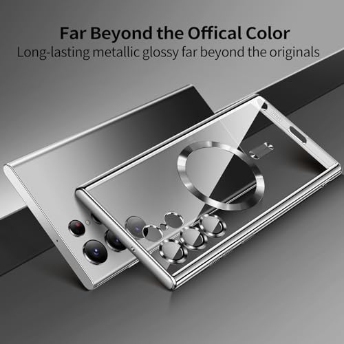For Samsung Galaxy S23 Ultra Case（only）, Covers for s23u .Magnetic Metallic Glossy Slim Clear Luxury Soft Shockproof funda capa para for Galaxy S23 Ultra 6.8 inch .Compatible with MagSafe(Black)