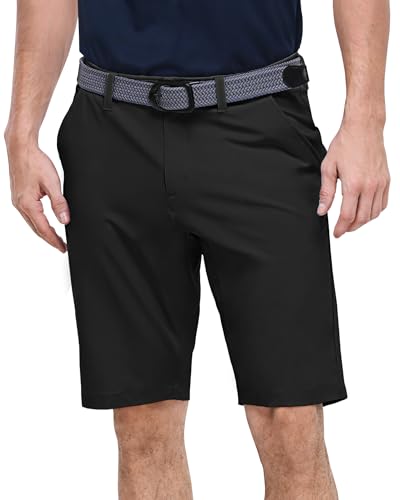 Outdoor Ventures Men's Golf Shorts 11" Inseam Classic-Fit Flat Front Stretch Casual Shorts with Pockets Summer Hiking Travel Black