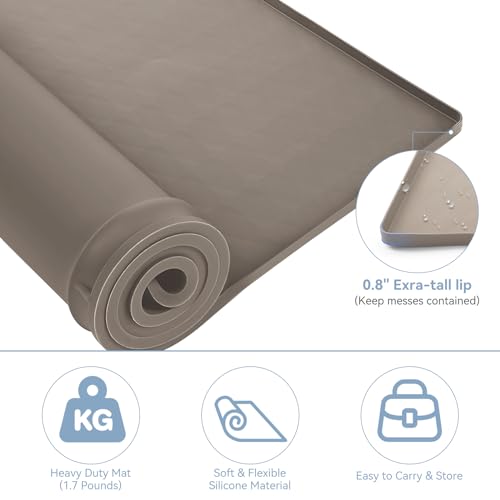 2 PCS Washer and Dryer Covers for the Top, 23.6'' x 19.7'' Silicone Rubber Mat for Laudry Machine & Dryer,Non-slip Heavy Duty Waterproof Washable Top Protector Mat Pad for Laundry & Kitchen,Apricot