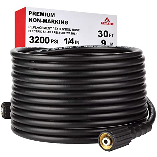 YAMATIC Kink Resistant Pressure Washer Hose 25FT 1/4" M22 Brass Fitting Power Washer Hose Replacement for Ryobi, Troy Bilt, Greenworks, CRAFTSMAN Most Brand Power Washer, 3200 PSI