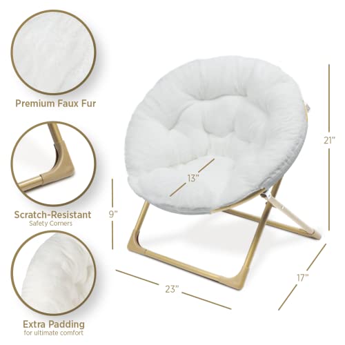 Milliard Mini Cozy Chair for Kids, Sensory Faux Fur Folding Saucer Chair for Toddlers, Black