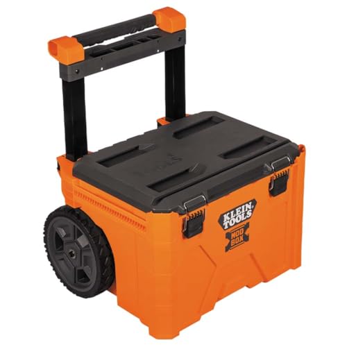Klein Tools 54802MB MODbox Rolling Tool Box, Heavy Duty Portable Tool Organizer with Side Mounting, 10-Inch Rubber Wheels, Removable Handle, Deep Stackable Set