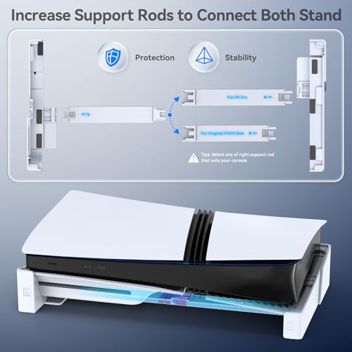 OIVO PS5/ Slim/Pro Horizontal Stand for Disc & Digital Console, Stable PS5 Accessories Base Stand with Upgraded Support Rods on Bottom & Scalable Design for PlayStation 5 Console-White