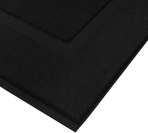 Utopia Towels Cotton Banded Rug, Bath Mats, [Not a Bathroom Rug], 21x34 Inches, 100% Ring Spun Cotton - Highly Absorbent and Machine Washable Shower Bathroom Floor Mat, Black, 2 Pack