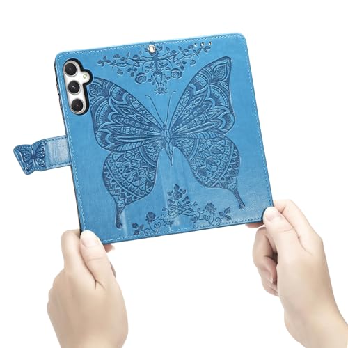 DiGPlus for Samsung Galaxy A25 5G Wallet Case, [Butterfly & Flower Embossed] Premium Leather Case Cover with Card Slots Kickstand Flip Case for Samsung Galaxy A25 5G (Lavender)