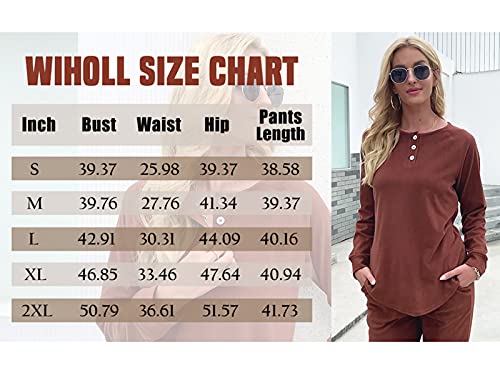 WIHOLL Outfits for Women 2 Piece Sets Elegant Casual Jogging Suits Sweatpants Dark Grey M