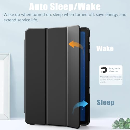 E NET-CASE Case for Samsung Galaxy Tab A9+/A9 Plus 11 inch 2023 Clear Transparent Back Shell Cover for Samsung Galaxy Tab A9 Plus Tablet [SM-X210/X216/X218], Auto Wake/Sleep (Black)