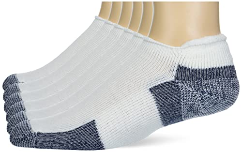 thorlos unisex adult Max Cushion J Rolltop Running Socks, White/Navy (6 Pairs), Large-I US