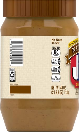 Jif Natural Creamy Peanut Butter Spread – Contains 90% Peanuts, 40 Ounces