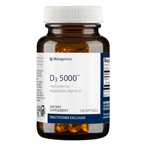 Metagenics Vitamin D3 5000 - for Immune Support, Bone Health & Heart Health* - High Potency Vitamin D - Non-GMO - Gluten-Free - 120 Softgels