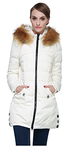 Orolay Women's Down Jacket with Faux Fur Trim Hood Beige XS