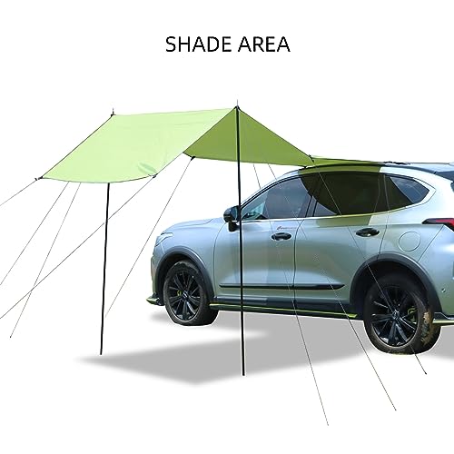 Zoomers Car Awning.Versatile Awning for Car Van SUV. Roof Rack Awning. Car Van SUV Awning for Camping. Car Awning Camping Retractable, UV Protection,Waterproof. (Green)