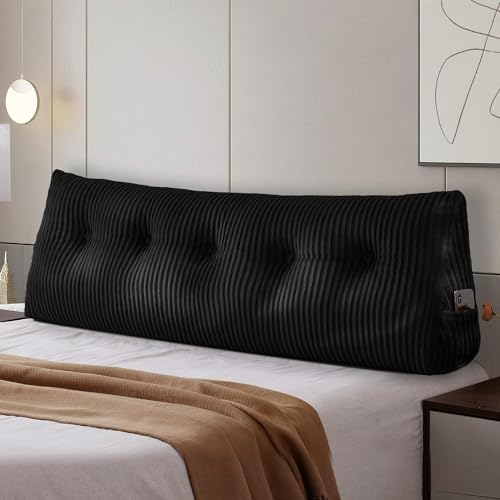 Large Headboard Pillow Headboard Wedge Pillow Bed Rest Reading Pillow Bolster Triangular Pillow for Sitting in Bed-Backrest Positioning Support Long Pillow for Daybed (Queen: 59x8x20 Inches,Blue)