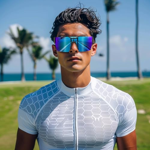 FEISEDY Sunglasses Men Women, Big Oversized Square Frame,UV400 Mirrored Sun Glasses, Cycling Driving Fishing Hiking B0064