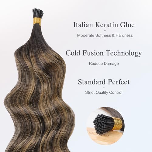 DOORES U Tip Extensions for Women, 14 Inch 50g/50s, Dark Brown Short Hair Extensions Real Human Hair Invisible Natural Hot Fusion Hair Extensions