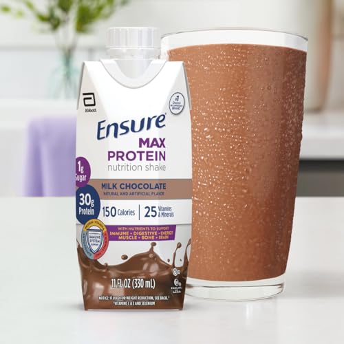 Ensure Max Protein Nutrition Shakes, Variety Pack, With 30g of Protein, 1g of Sugar, Nutrients to Support Immune System Health, High Protein Shake, 11 fl oz, Pack of 8, Liquid