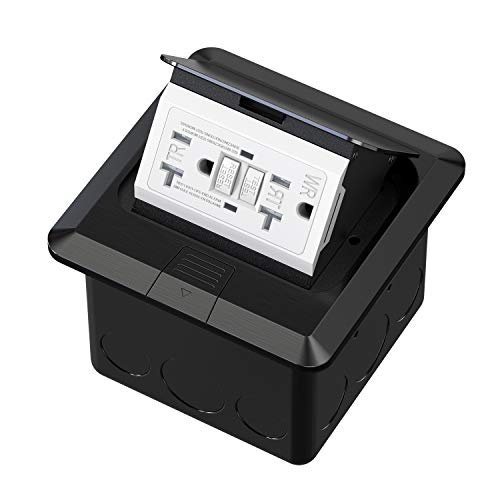 KYHSHJ Pop Up Floor Electrical Outlet with 20 Amp Stainless Steel GFCI Tamper Receptacle Outlet, Corrosive Resistant Hardware，ETL Listed,Black