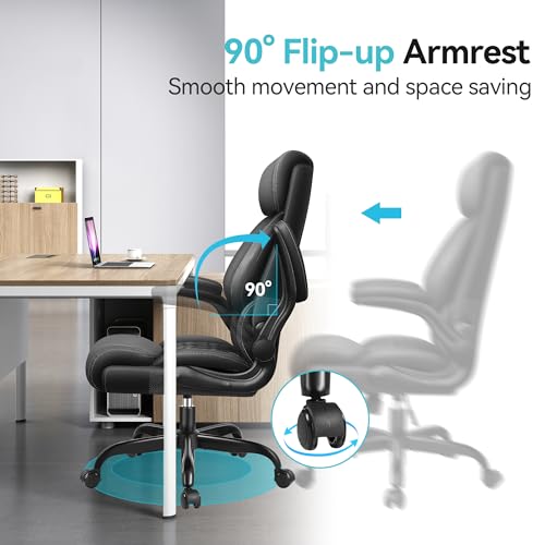 Office Chair, Big and Tall Office Chair, Reclining Office Chair with Footrest Home Office Desk Chairs, High Back Ergonomic Office Chair with Lumbar Support, Executive Leather Office Desk Chair