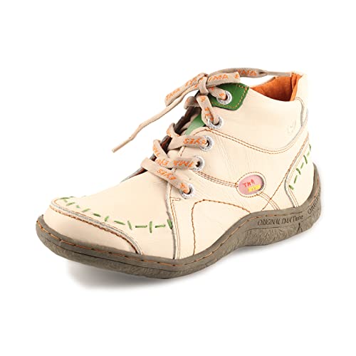 TMA EYES Women's Handmade Quilted Leather Classical Lace up Fashion Comfortable Ankle Platform Booties(White,6)