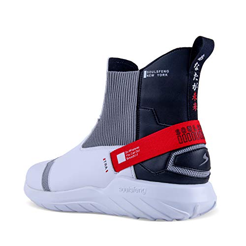 Soulsfeng Black Red High Top Sneakers for Men Size 11 Slip On Walking Basketball Shoes Ankle Boots