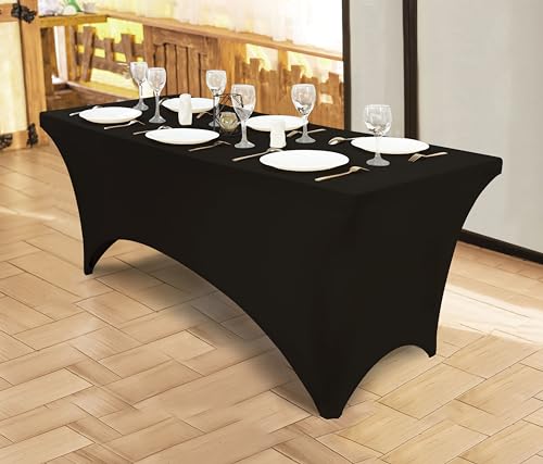 Utopia Kitchen 6ft Spandex Table Cloth Rectangle [2 Pack, Purple] 200GSM Premium Stretch, Lycra, Washable and Wrinkle Resistant Table Cover Fitted for Event, Wedding, Banquet [72Lx30Wx30H Inch]