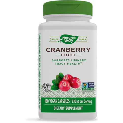 Nature's Way Cranberry Fruit, Urinary Tract Health Support* Supplement, 930 mg per serving, 180 Capsules