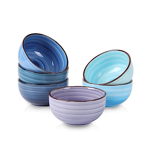 Selamica Ceramic Small Bowls, 4 OZ Dipping Bowls, 3.5 Inch Mini Bowls for Ice Cream Dips Side Dishes, Microwave Dishwasher Safe, Set of 6, Gradient Blue