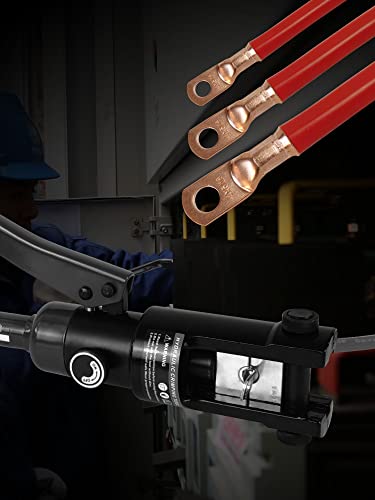 AMZCNC 16 Ton Hydraulic Wire Professional Hydraulic Battery Cable Lug Crimping Tool Set, Crimps 8 AWG to 600 MCM, Cable Crimping Tool with 13 Pairs of Dies