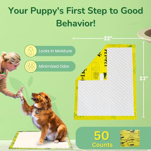 Pet N Pet Pee Pads for Dogs, 50 Counts Puppy Pads, 48% USDA Certified Plant Based Puppy Pee Pads, Unscented Dog Pad, Leak-Proof Training Pads for Dogs, Absorbent Dog Training Pads, Dog Pee Pads