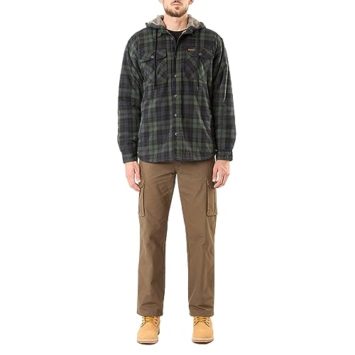 Smith's Workwear Men's Sherpa-Lined Hooded Flannel Shirt-Jacket, Blackwatch-463