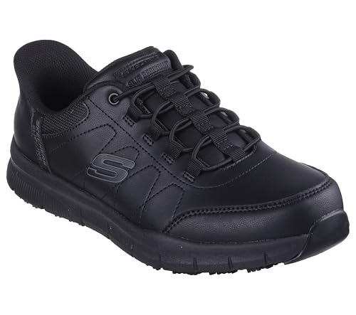 Skechers Men's Hands Free Slip Ins Nampa-Knotly Bungee Athletic SR Food Service Shoe, Black, 10
