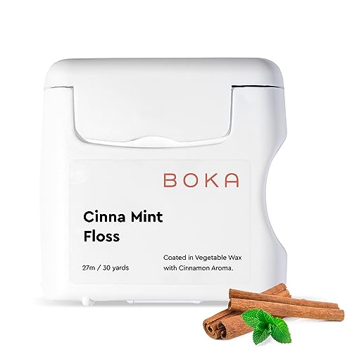 Boka Cinna Mint Woven Dental Floss, Made from Natural Vegetable Wax, Teflon-Free, 30 Yards of Waxed Floss (Pack of 1)