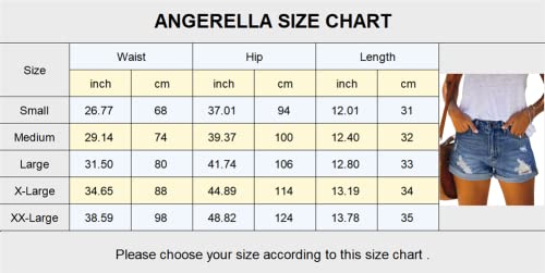 Women Jean Shorts Casual Summer Frayed Hemming Hot Denim Shorts with 5 Pockets Light Blue Large