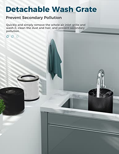 AROEVE Air Purifiers for Bedroom Air Purifier With Aromatherapy Function For Pet Smoke Pollen Dander Hair Smell 20dB Air Cleaner For Bedroom Office Living Room Kitchen, MK06- Black