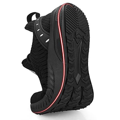 Feethit Mens Slip On Walking Shoes Blade Tennis Shoes Non Slip Running Shoes Lightweight Workout Shoes Breathable Mesh Fashion Sneakers All Black Size 8.5