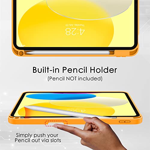 Soke for iPad 10th Generation Case 2022 with Pencil Holder (10.9-inch)- Premium Shockproof Case [Auto Sleep/Wake] with Soft TPU Back Cover & Slim Trifold Stand for iPad 10.9 Inch, Citrus