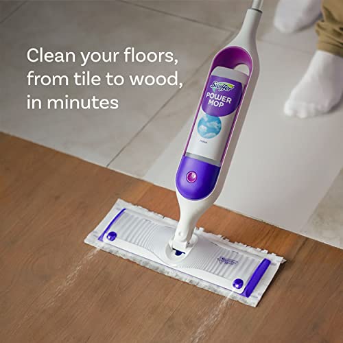 Swiffer PowerMop Multi-Surface Mop Kit for Floor Cleaning, Includes PowerMop, 2 Mopping Pad Refills, 1 Cleaning Solution with Fresh Scent and 2 Batteries