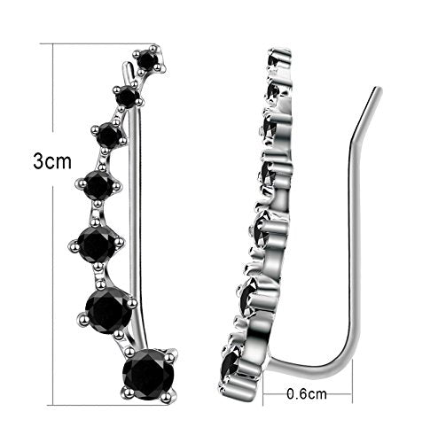 Ear Jewelry for Women 7 Star Ear Cuffs Climber Earrings 925 Sterling Silver Hypoallergenic Earring with Cubic Zirconia for Birthday Gift