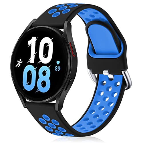 GEAK Compatible with Samsung Watch 5 Band/Galaxy Watch 5 Pro Bands/Galaxy Watch 4 Band 40mm 44mm/Samsung Active 2 Watch Bands 40mm/44mm,20mm Breathable Silicone Watch Strap for Men Large White/Black