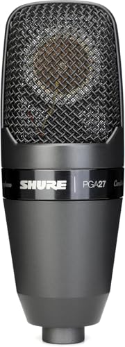 Shure PGA27 Condenser Microphone - Large-Diaphragm Side-Address Mic for Vocal/Acoustic Recording and Live Performance, with Cardioid Pick-up Pattern, Shock Mount and Carrying Case, No Cable (PGA27-LC)