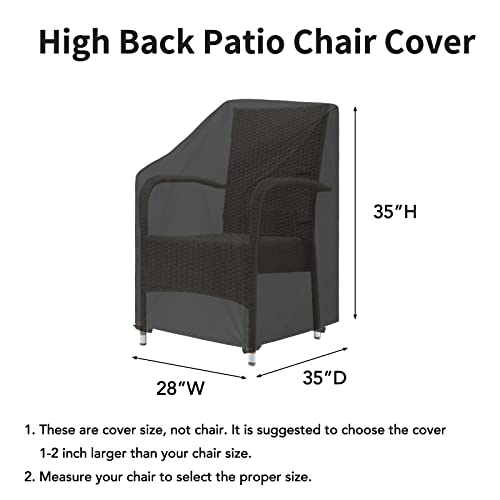 Easy-Going Outdoor High Back Chair Cover UV Resistant Patio Chair Cover Waterproof Lawn Patio Furniture Cover with Tape Sealed Seam (1 Pack-28Wx35Dx35H inch, Black)