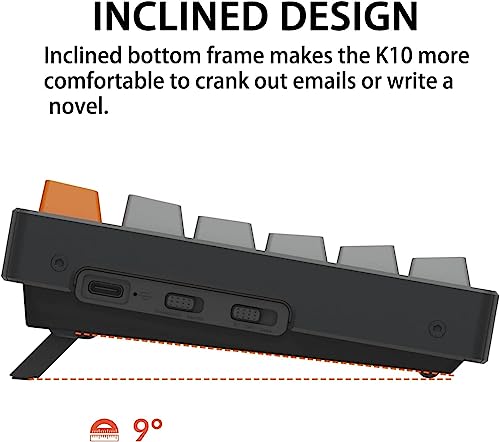 Keychron K10 Full Size Layout 104-Key Wireless Mechanical Keyboard, Hot-Swappable RGB Backlight with Gateron G Pro Brown Switch Aluminum Bluetooth/Wired Gaming Keyboard for Mac Windows