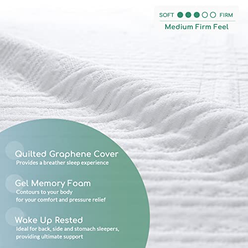 Queen Mattress 12 Inch, Memory Foam Queen Size Mattress Made in USA, Medium Firm Feel, Zoned Pressure Relief, Certified Safe Foams and Fabric, Mattress in A Box