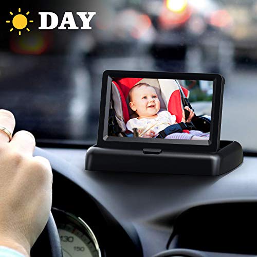 FEISIKE Baby Car Camera, 1080P Dual-Channel 5 inch Display Baby Car Mirror with 2 IR Night Vision Camera, Easily Install Car Camera for Baby with Crystal Clear Wide View for Rear Facing Seat