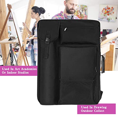 TreochtFUN Art Portfolio Case 18 X 24,Art Portfolio With Backpack & Tote Bag For Artwork,Medium Artist Case Size(Black)