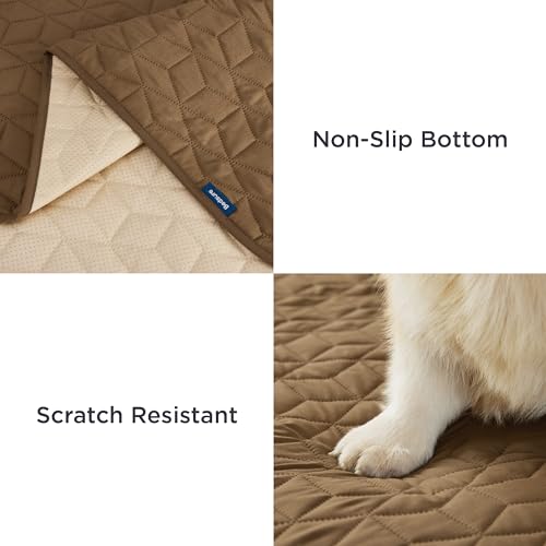Bedsure 100% Waterproof Couch Cover for Dogs Washable - Non Slip Waterproof Dog Blanket for Couch Sofa, Lightweight Furniture Protector Durable for Pet Cat Puppy with Non-Slip Bottom, Brown, 40x50IN